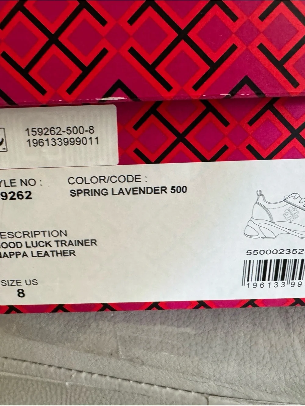 Tory Burch Good Luck Trainer Sneakers Spring Lavender Leather Suede Size 8